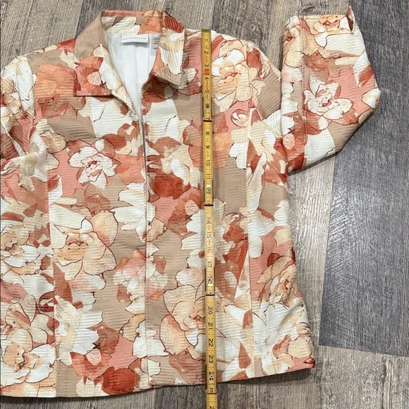 Alfred Dunner Beige and Orange Floral Blazer Jacket - Picture 6 of 8